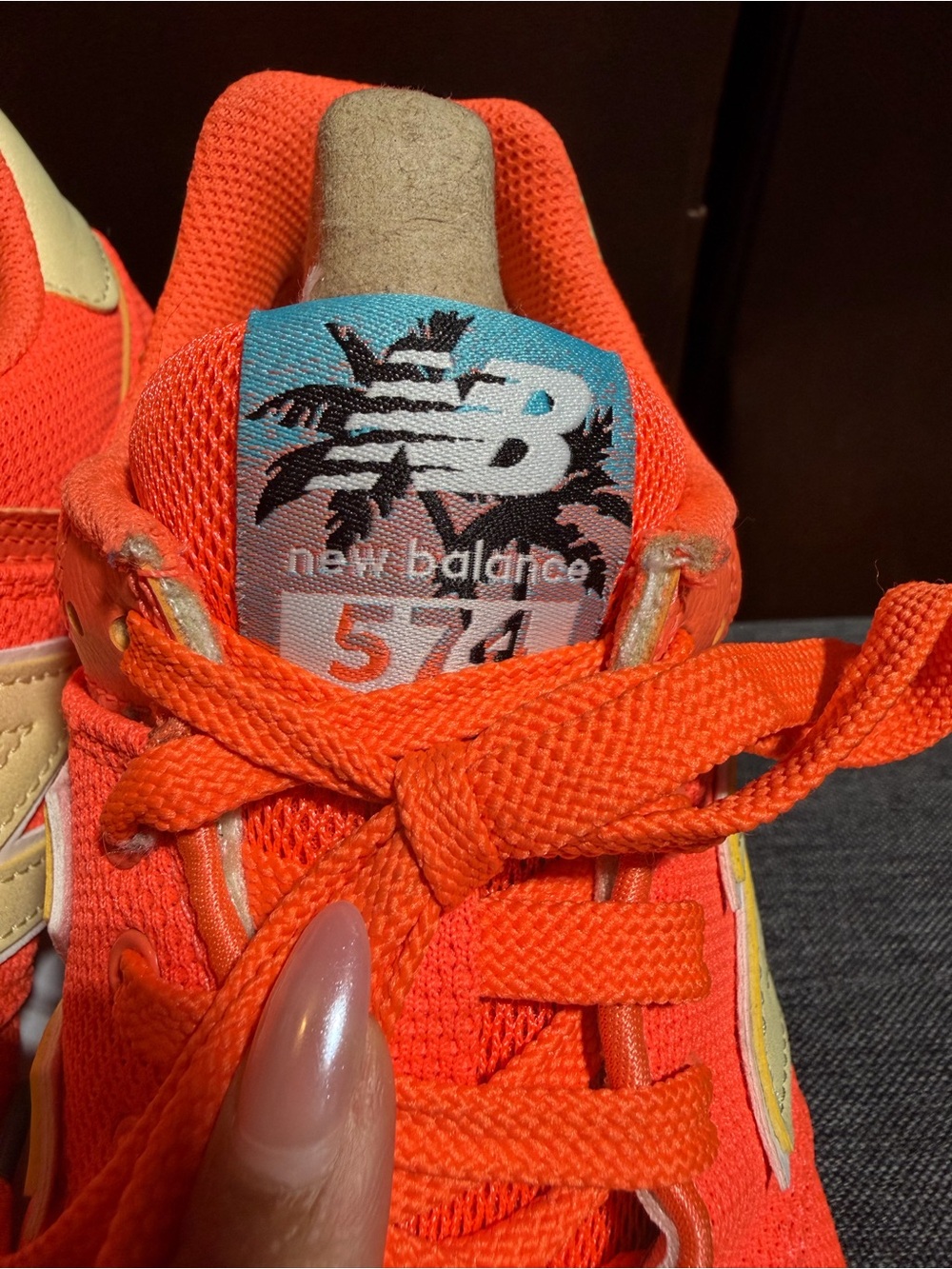 New Balance 574 Miami Palms - Sunset Women’s Low Top Lace-Up Orange WL574MIE - Picture 5 of 10